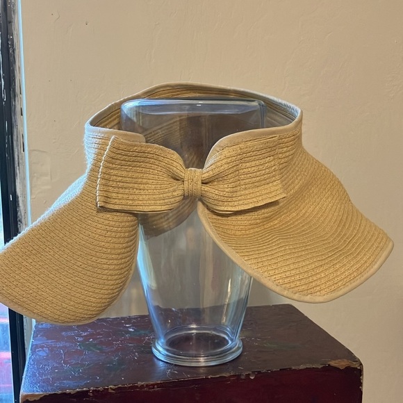 D&Y boho floppy visor hat with bow looks like woven fiber - Picture 2 of 8